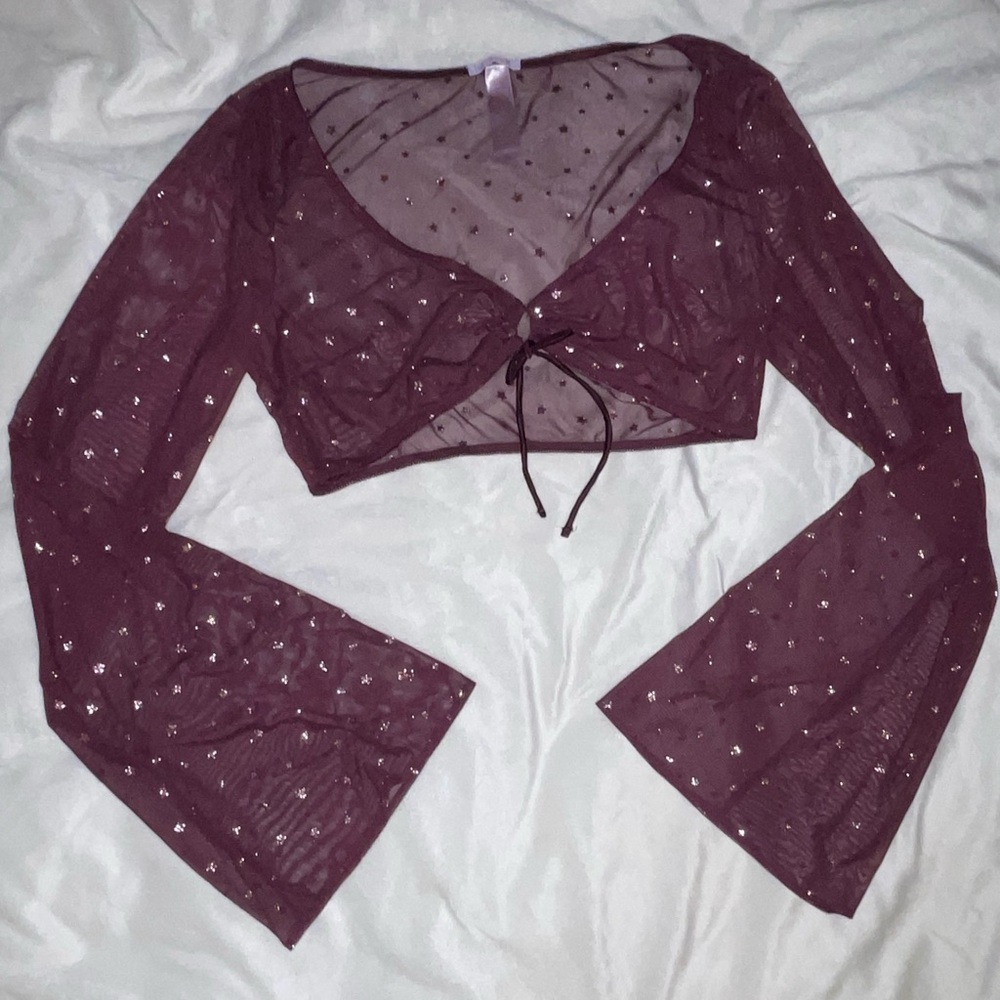 Savage X Fenty Burgundy Star Mesh Top